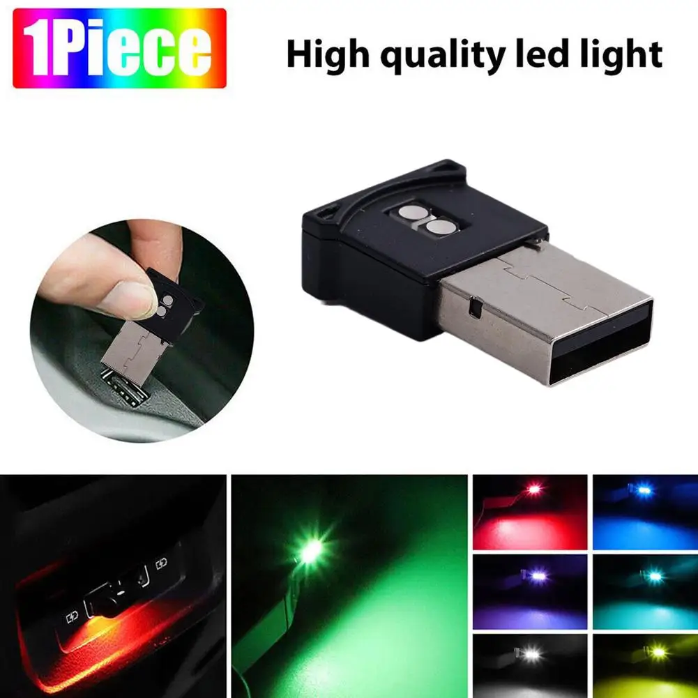 Mini USB LED Car Light 7 Colors Auto Atmosphere Neon Plug Light Car-styling Ambient Lights Car Decoration Interior And Lamp P6C8