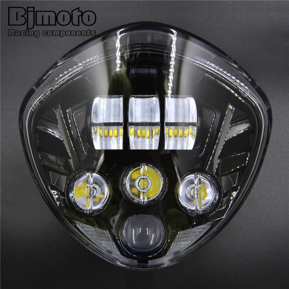 BJMOTO Black LED Motorcycle Headlight 60W 12V Hi&Low IP68 Motorbike Head Lamp For Victory Cruisers Cross Country 2007-2016