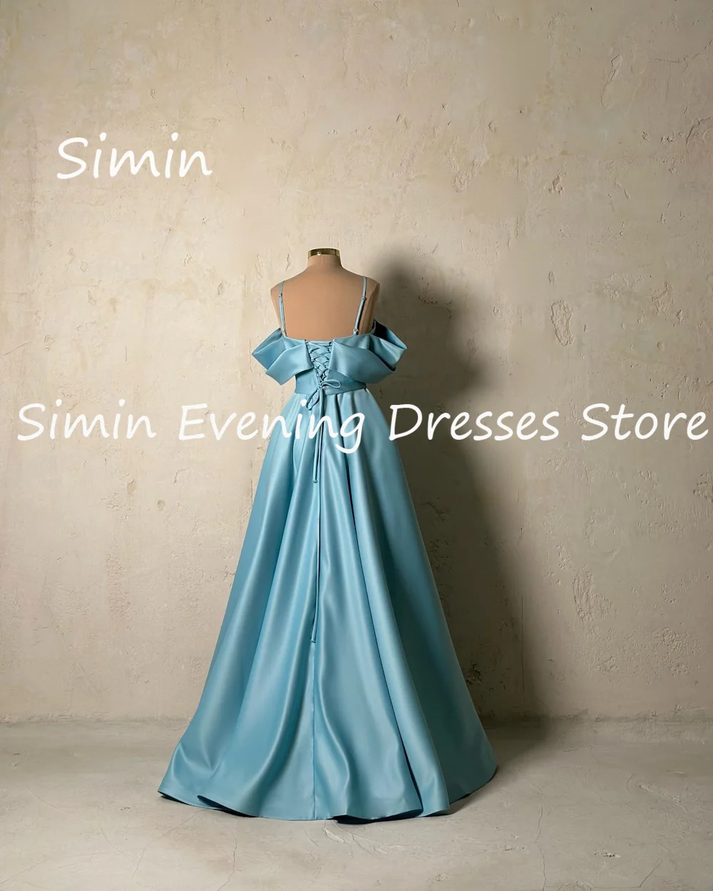 Simin-Robe de Rhen satin pour femme, ligne A, épaules dénudées, à volants, longueur au sol, robes de soirée saoudiennes élégantes, 2023