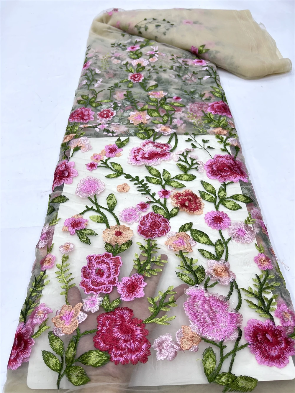 African Nigerian Tulle Lace 2024High Quality Fabric Embroidery Silk Fabric French Dress Prom Party Gown For Sewing 5Yards