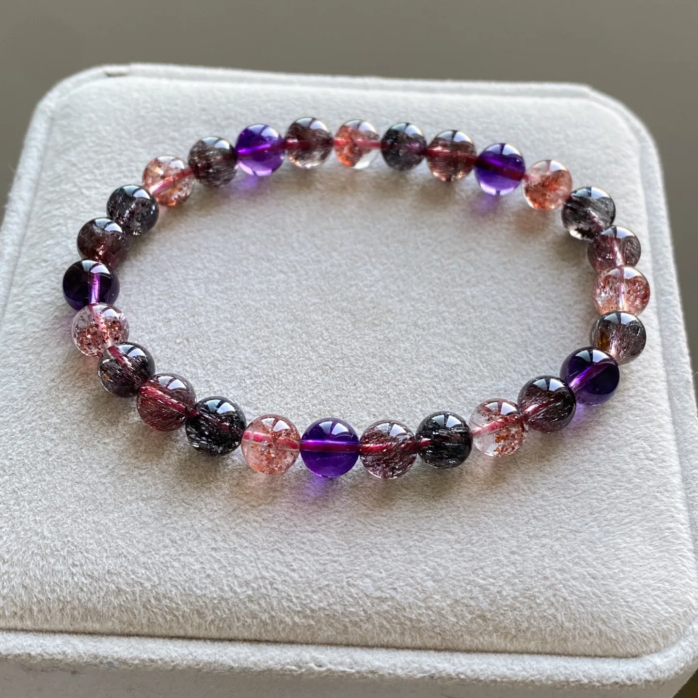 7mm Natural Super 7 Melody Bracelet Jewelry For Women Lady Beauty Gift Stone Brazil Healing Crystal Round Beads Strands AAAAA