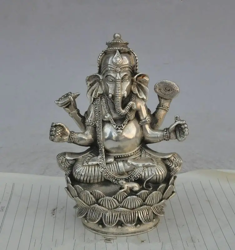 

！ Tibetan Silver Carved Buddhist Incense I Silver 4 ARM like Buddha Wealth