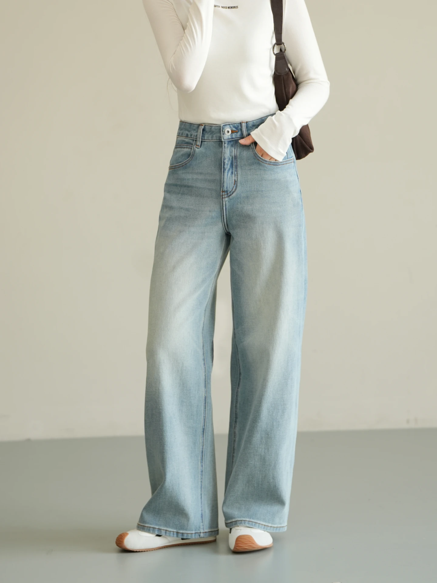 

Waed Denim Straight Leg Jeans Women's Four-Way Stretch Casual Long Trousers Spring Collection Simple Versatile Ladies' Wear