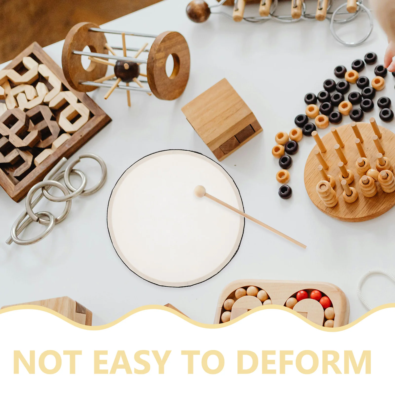 Bębenek Ręczny Instrument Dziecięcy Instrumenty Muzyczne Zabawka Perkusyjna dla Dzieci Zestaw dla Początkujących Drewniany z Pałeczkami