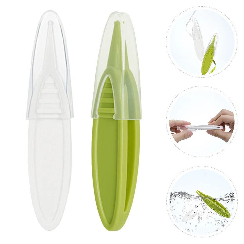 

2Pcs Nose Tweezers Baby Booger Clips Anti-Skid Quick Clean Top Circular Design Baby Tweezers Cleaning Clip