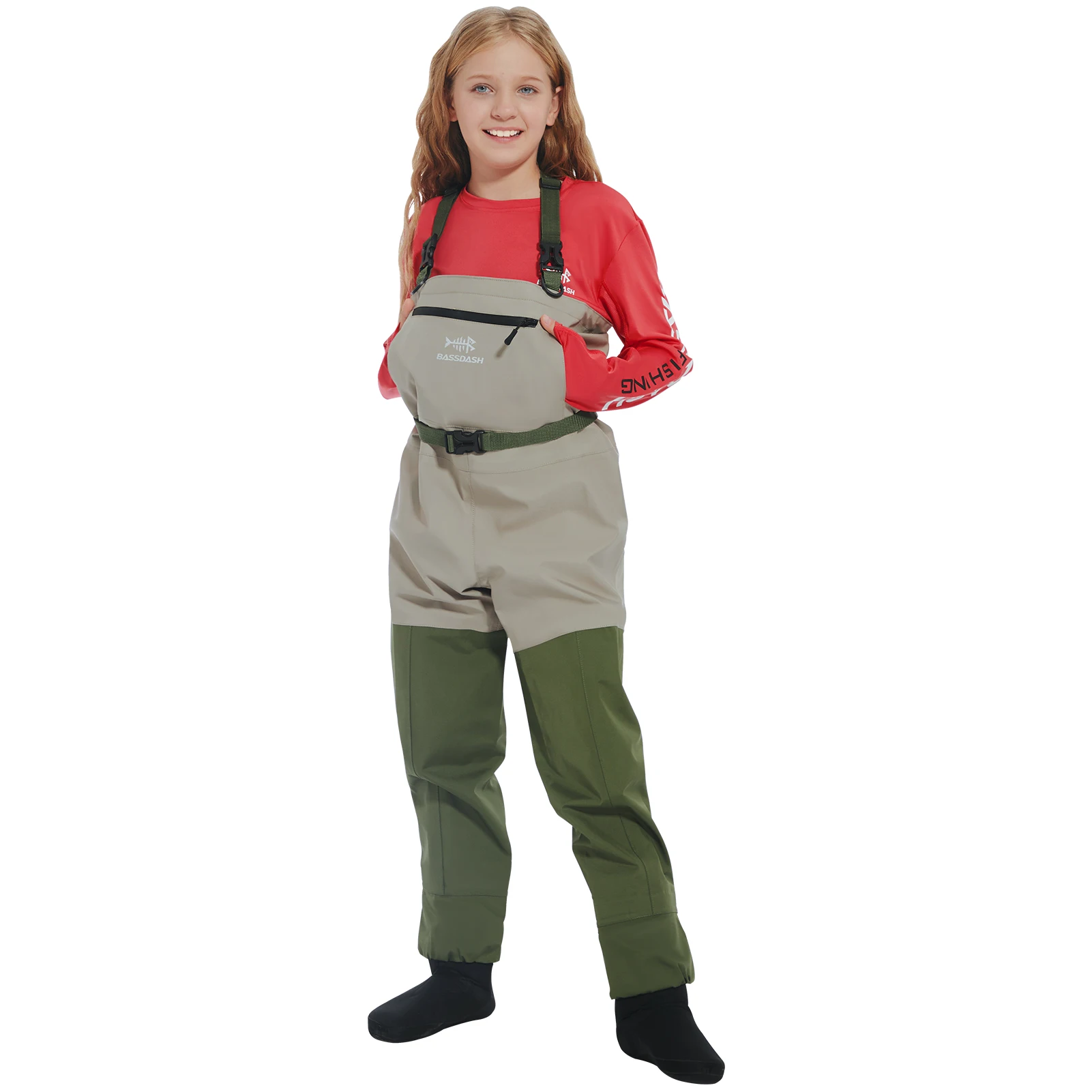 

Bassdash IMMERSE Kids Chest Waders Fishing Youth Stockingfoot Wader Waterproof for Boys Girls