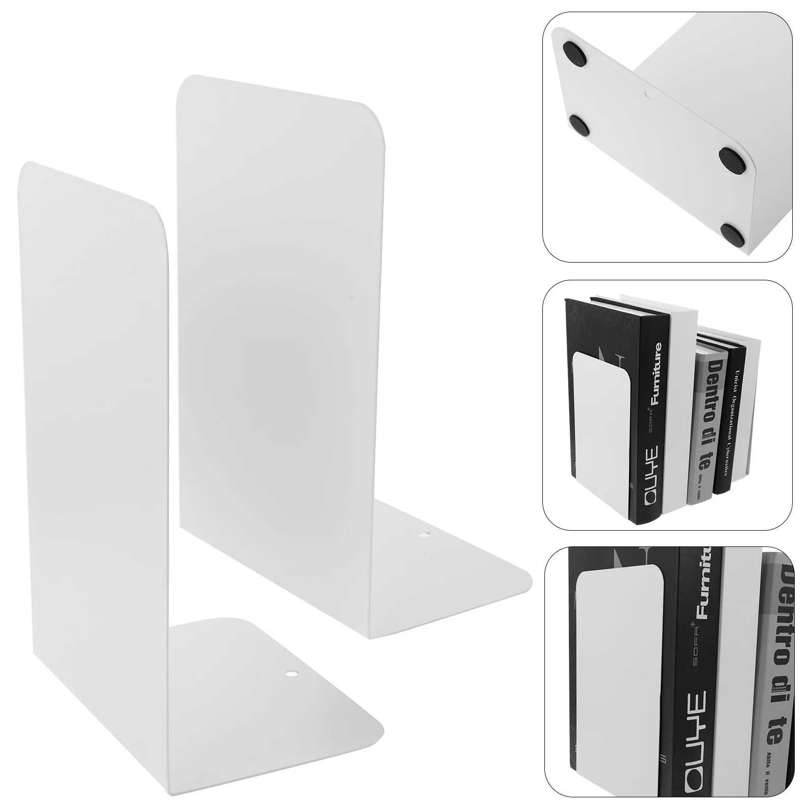 

2pcs Simple Metal Bookends For Office Home Desktop Book Supports Files Stoppers Student Organizer Iron Bookend Shelf File Holder