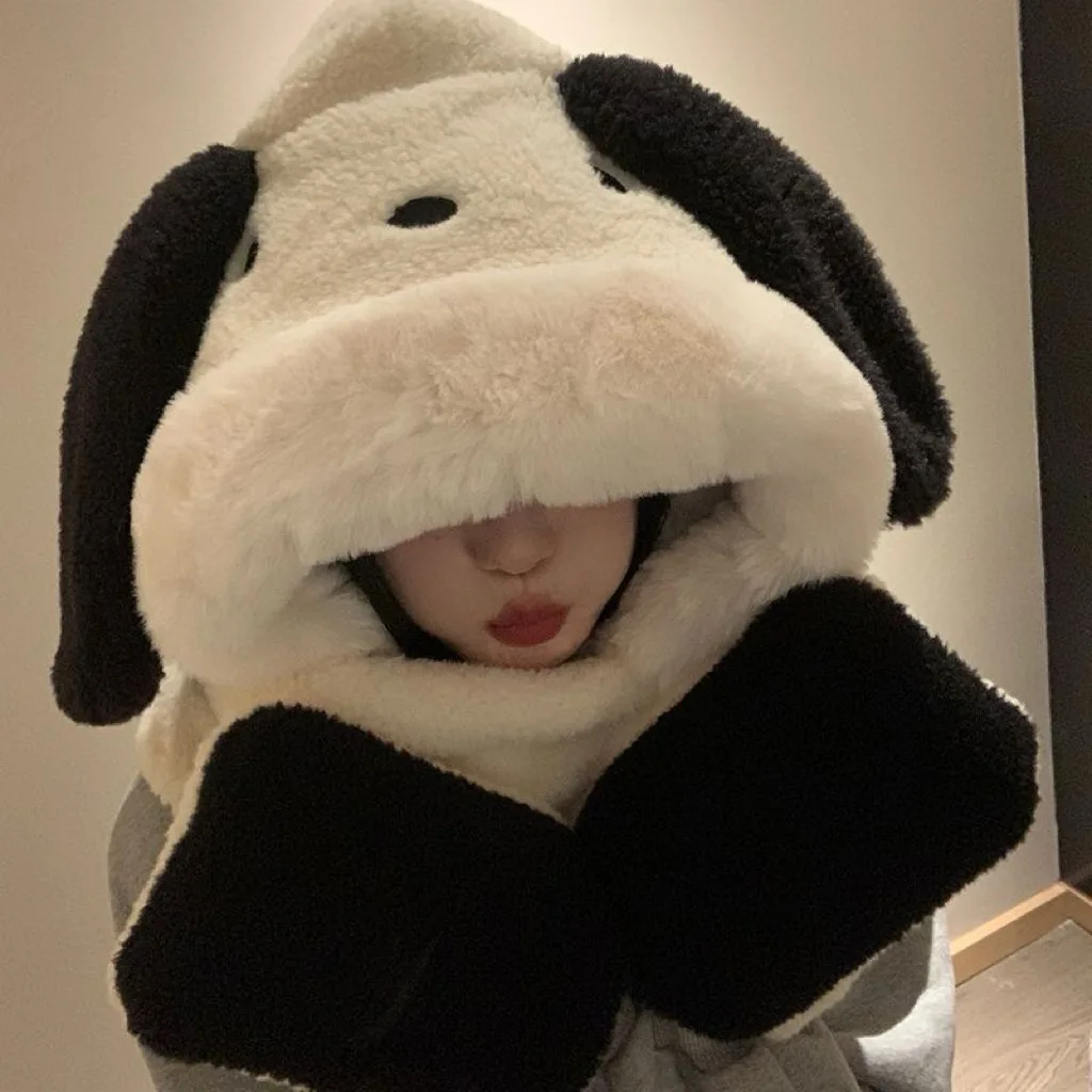 الكرتون سانريوس كورومي قبعة قفازات وشاح الكل في واحد ميلودي سينامورول فتاة الشتاء سدادات حماية الأذن المخملية رشاقته الدافئة مقنعين ندبة #6