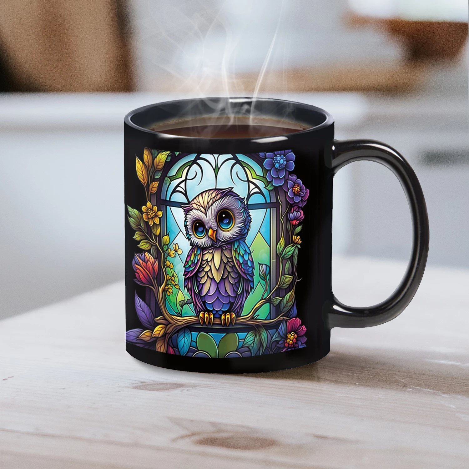 1PC, Owl Halloween Mug 11oz Window Coffee Mug Ghost Ceramic Mugs Halloween Party  For Home School Office Housewarming Gift