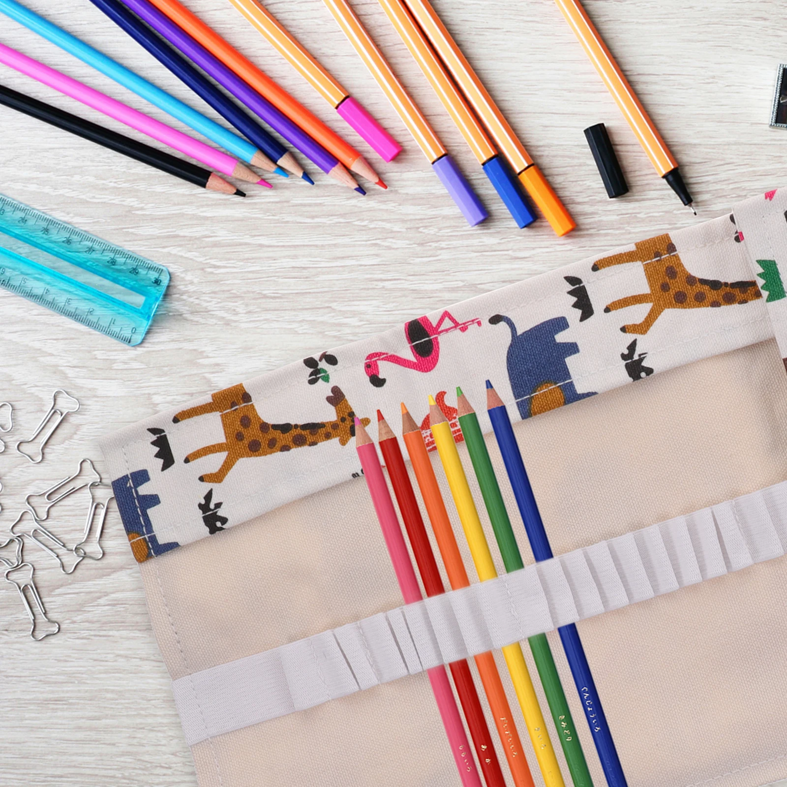 

Affordable Drawing Pencil Roll Up Bag Portable Canvas Pen Wrap Organizer Easy Carry Storage Pencil Roll Up Case