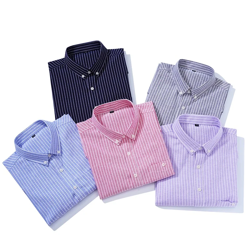 Plus Size L-10XL Men's Shirt Korean Collar Long Sleeve Stripe Loose Shirts with Chest Pocket Casual Formal Male Clothes 60-175KG