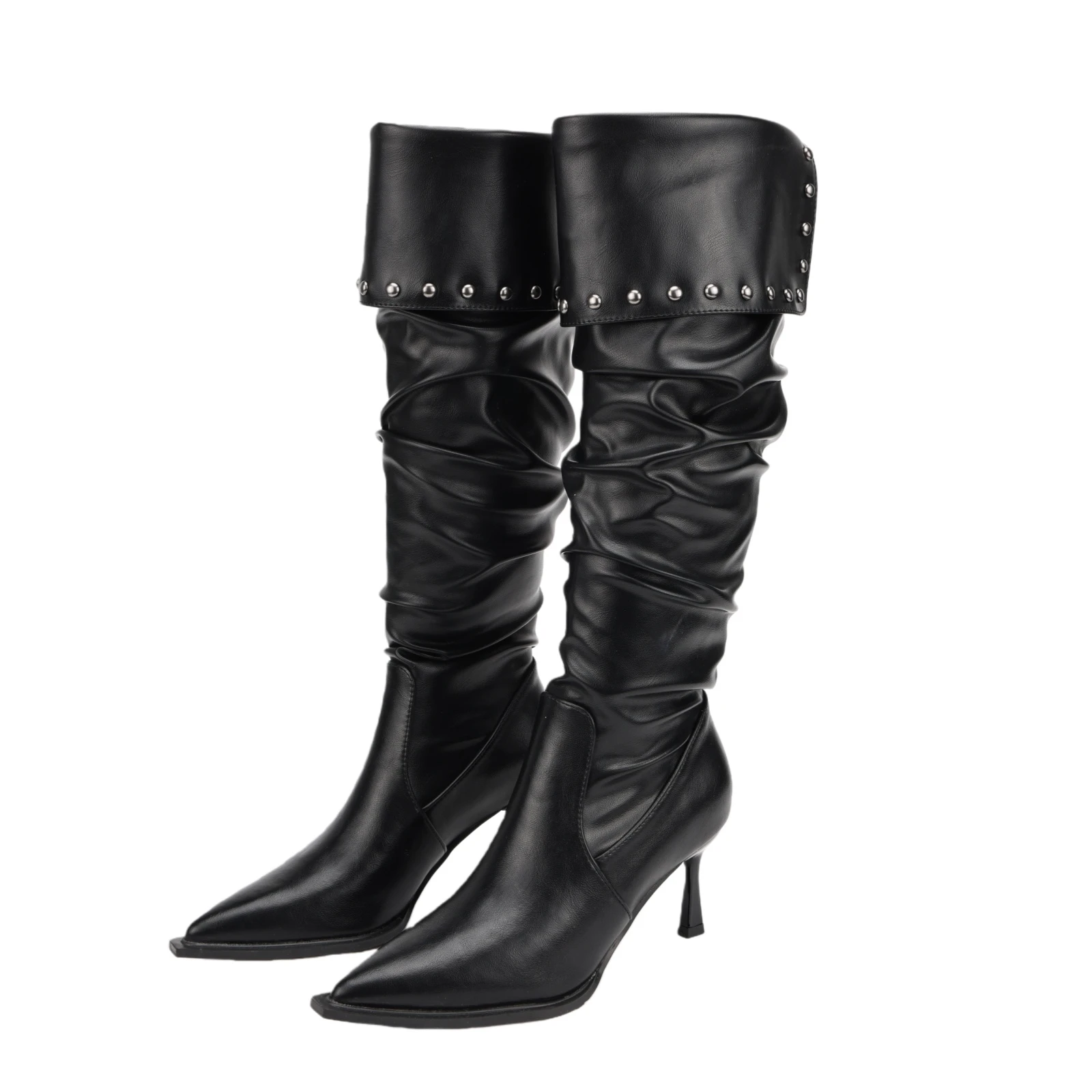 Steampunk Victorian Women High Heel Boots Tall Thigh Pirate Bottes Over Knee Winter Riding Shoes Rivet Cosplay Boot
