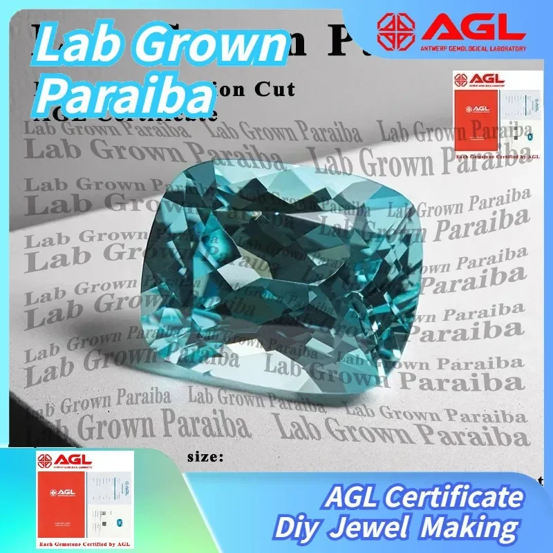 

Lab Grown Paraiba Gemstone for DIY Jewelry Making Cushion Rectangle Cut Inlay Ring Necklace Lab Created Paraiba Tourmaline