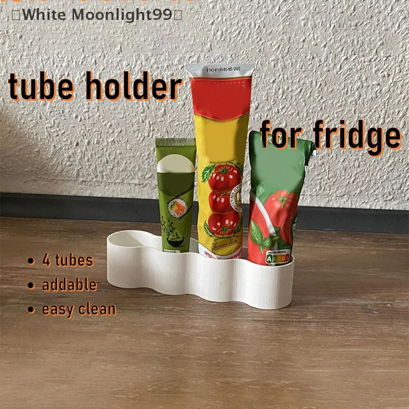 maveraWhite Estante de almacenamiento de tubos de refrigerador Caja de almacenamiento de soporte de tubo de plástico para nevera que ahorra espacio para mostaza, Mayo, pasta de tomate, etc.