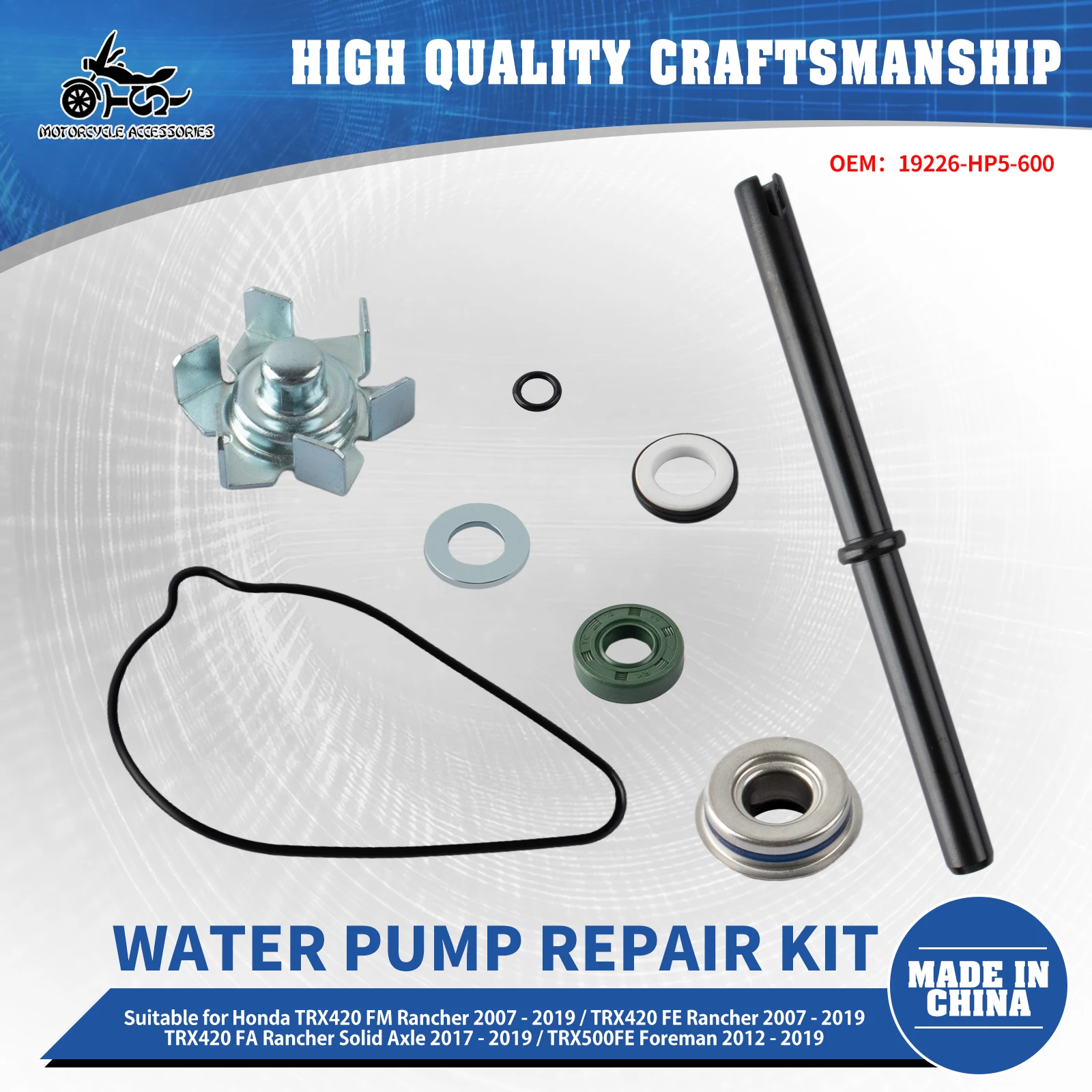 SJ Motorcycle Accessories Water Pump Repair Kit For Honda FourTrax Rancher 420 FA FE FM TRX500 FA FE FM 4T ATV 19226-HP5-600