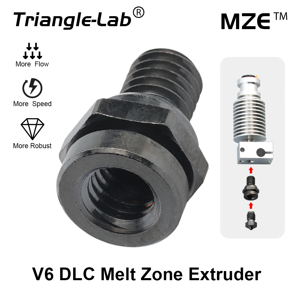 C Trianglelab MZE™  DLC V6 Melt Zone Extruder Increase flow for V6 Nozzle CHC Hotend  CHC XL Rapido Hotend voron  3D Printer