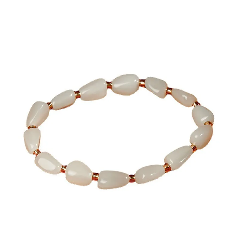 

White Jade Bracelet Rough Stone Polished Random Bracelet Female