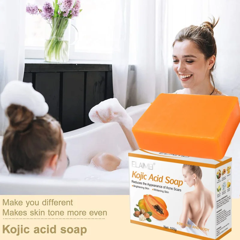 

Kojic Acid Soap for Lightening Dark Spots,Eliminating Freckles Acne Treatment,Clean Skin Smooth Supple Glutathion Skin Whitening