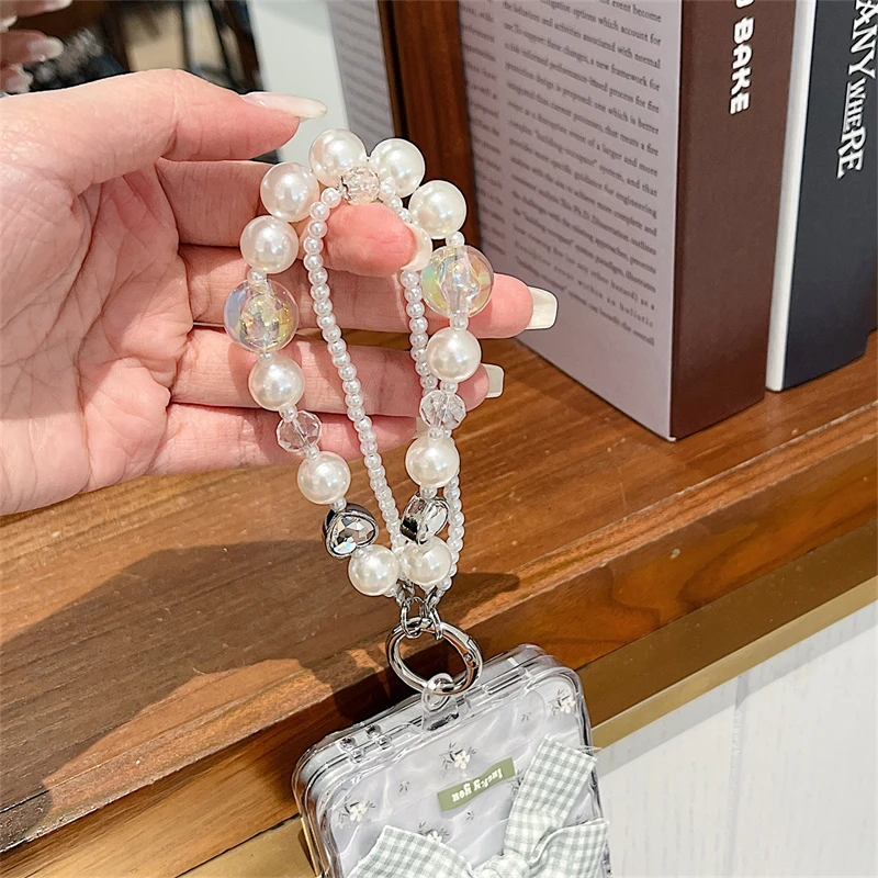 Funda de teléfono con bonito lazo y flores onduladas de agua transparente para Samsung Galaxy Z Flip 7 6 5 4 3 Flip5 Flip6 Flip7 con fundas de cadena Capa