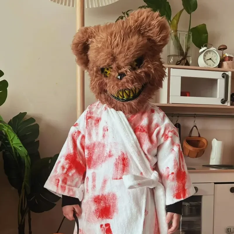 หน้ากากคอสเพลย์การ์ตูนหมีกระต่ายเลือดสยองขวัญสำหรับงานปาร์ตี้ฮาโลวีน  ผ้าคลุมศีรษะสำหรับงานรื่นเริง อุปกรณ์ประกอบชุดแฟนซี หน้ากากเต้นรำ