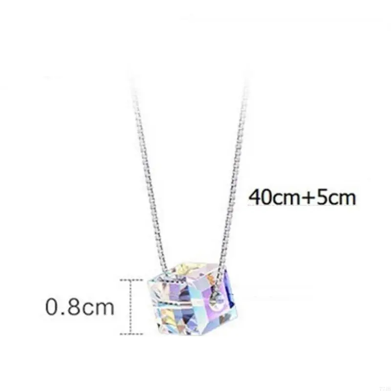77JB 20in Fashion Square Square Crystal Pingente Colar fêmea Clavicle Chain Presentes para Padre Mãe Amigos amantes