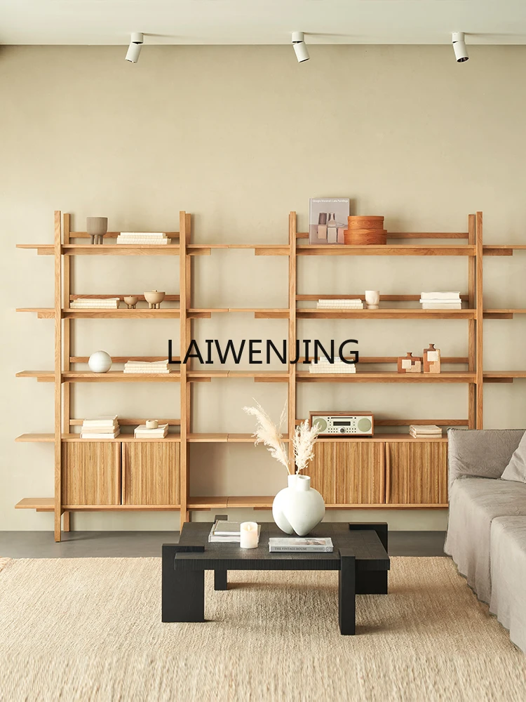 MJY Japanese-style log color shelf floor-to-ceiling bedroom reading solid wood bookcase