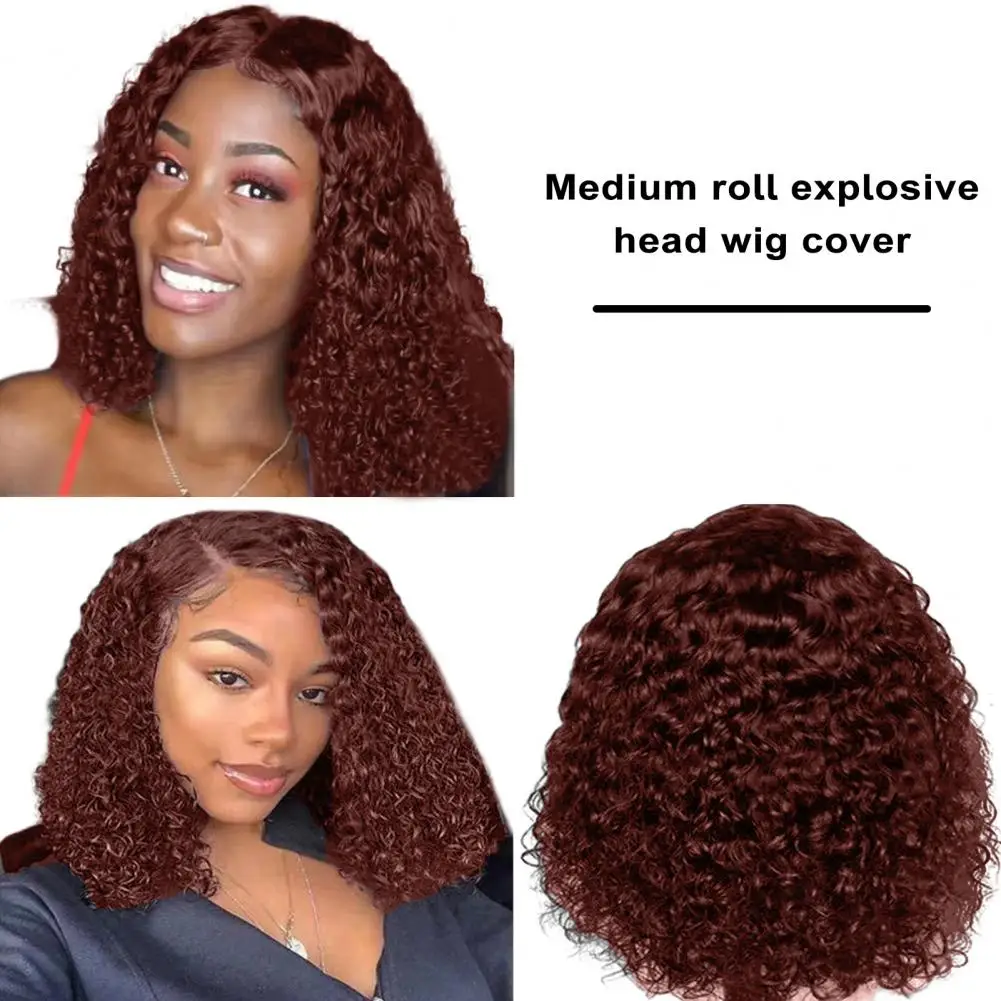 Hair Wig Water Wave Bob Wig Glueless Natural Look Small Curly Exploded Haircut with Centre Parting Human Hair Wigs for Women