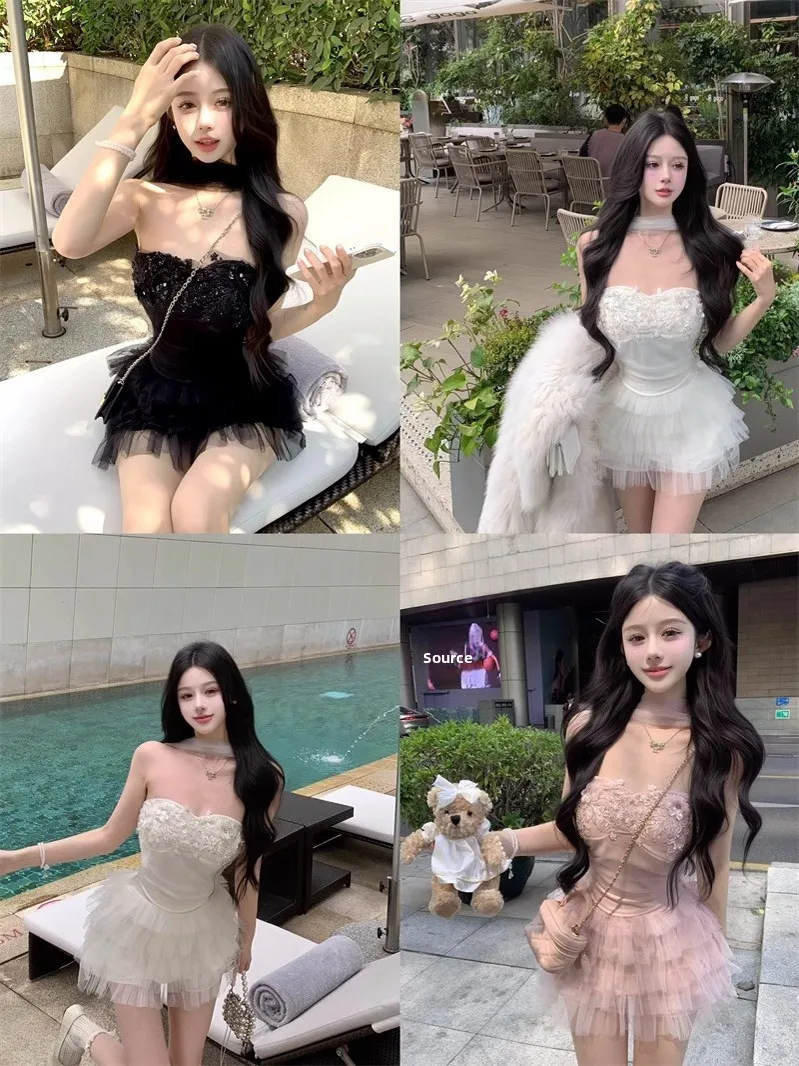 

Sweet And Spicy Girl Embroidered Me Ne Hanging Top And Skirt Two-Piece Set for Women Casual Sle Autumn Collection