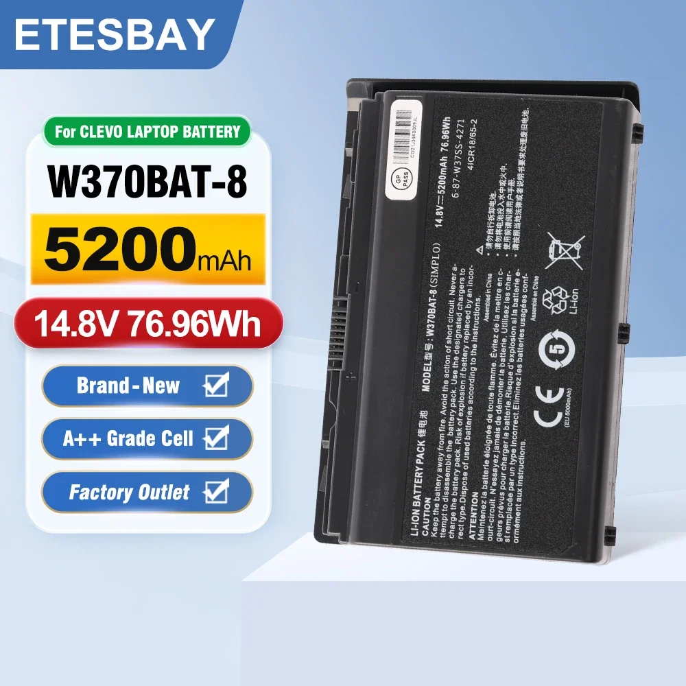 ETESBAY W370BAT-8 For Clevo W350ET W350ETQ W37ET Sager NP6350 NP6370 Schenker Xmg A522 A722 6-87-W370S-4271 Laptop Battery