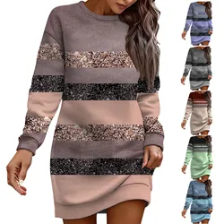 Felpe natalizie da donna abito manica lunga oversize Trendy Graphic Outdoor Cute Xmas Pullover Top t-shirt Hip Pack Dress