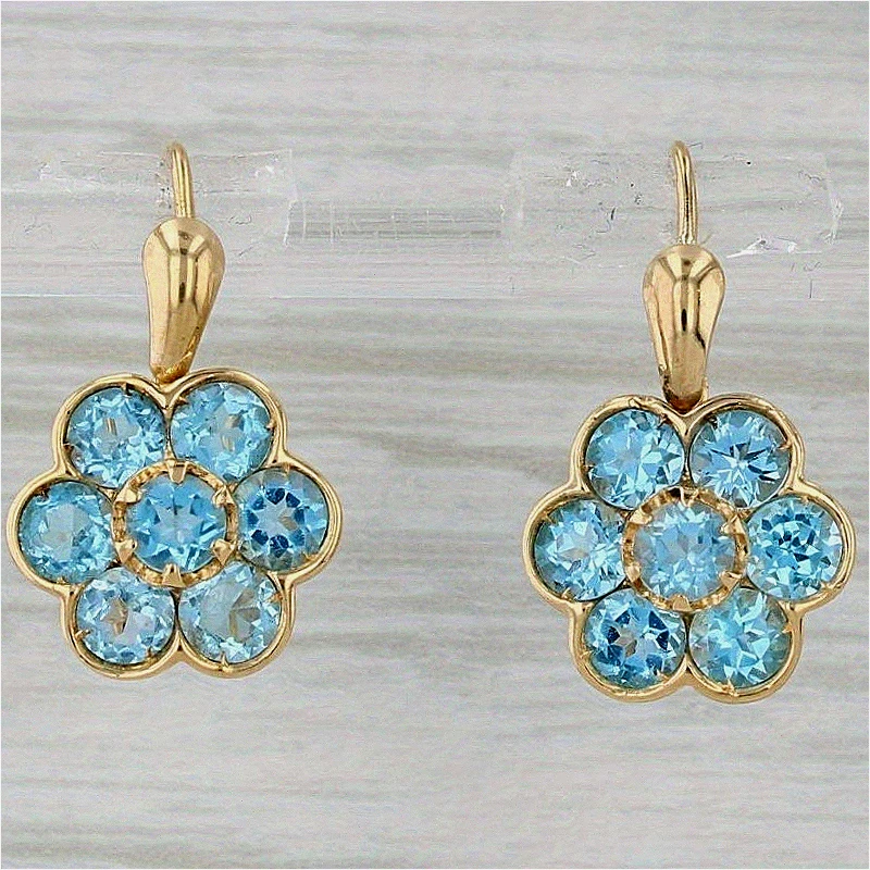 Modischer Charme, blauer synthetischer Zirkonia, Foral-Tropfenohrringe für Damen, elegantes Temperament, Festival, Hochzeitstag, Schmuck, Geschenke
