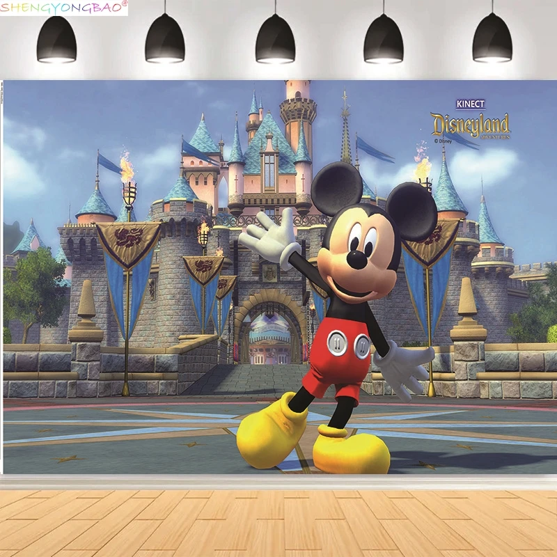 

Disney Mickey Mouse Kids Happy Birthday Background Minnie Party Decorations Baby Shower Disneyland Photography Backdrops XC-16