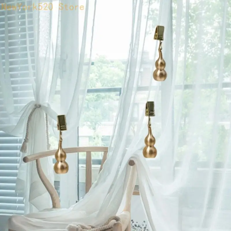 Decorative And Functional Copper Gourd Tablecloth Weight With Metal Clip For Outdoor Picnics And Home Dining Table N84C