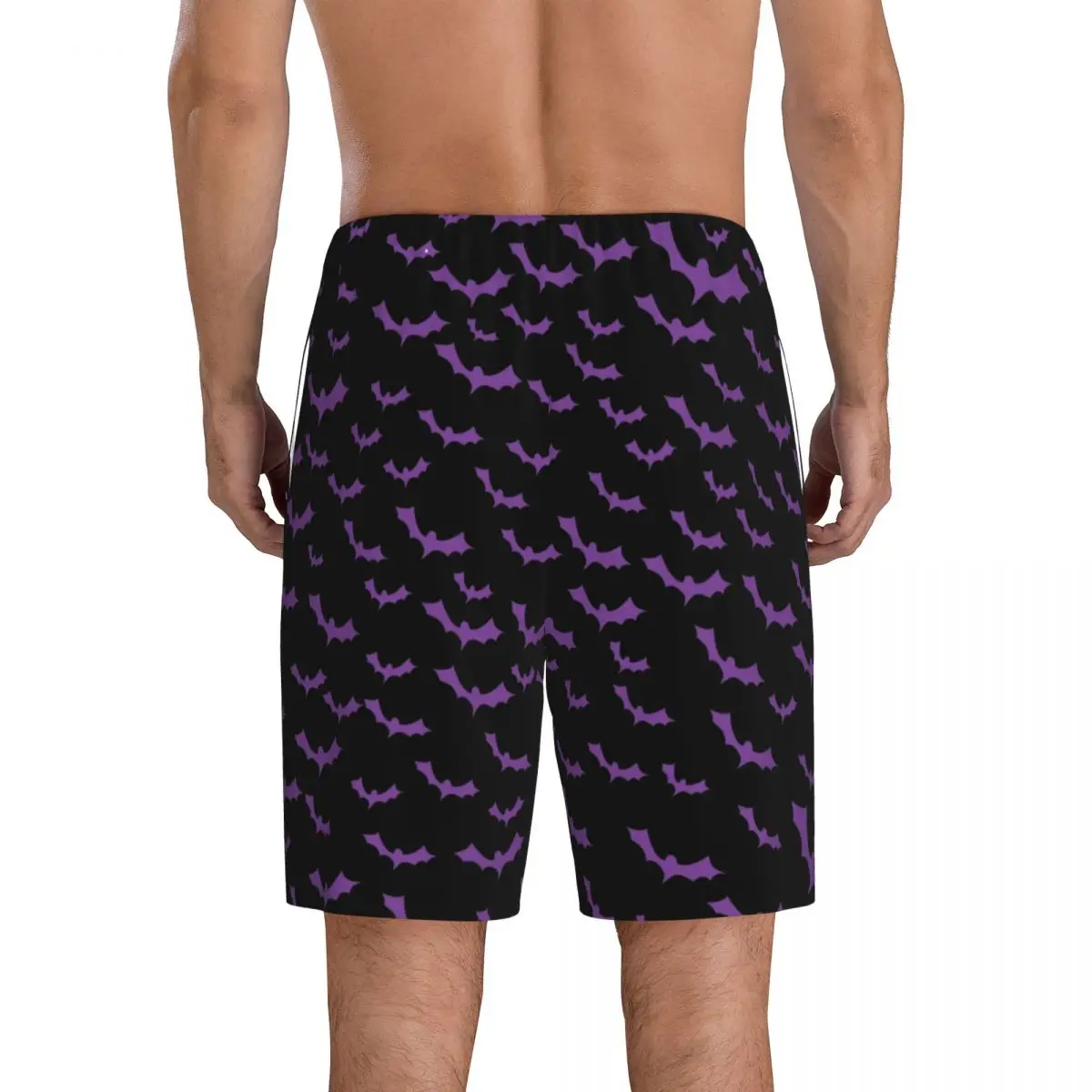 Op Maat Bedrukt Halloween Vleermuizen Patroon Pyjama Shorts Voor Heren Nachtkleding Broekjes Slapen Korte Pjs Met Zakken