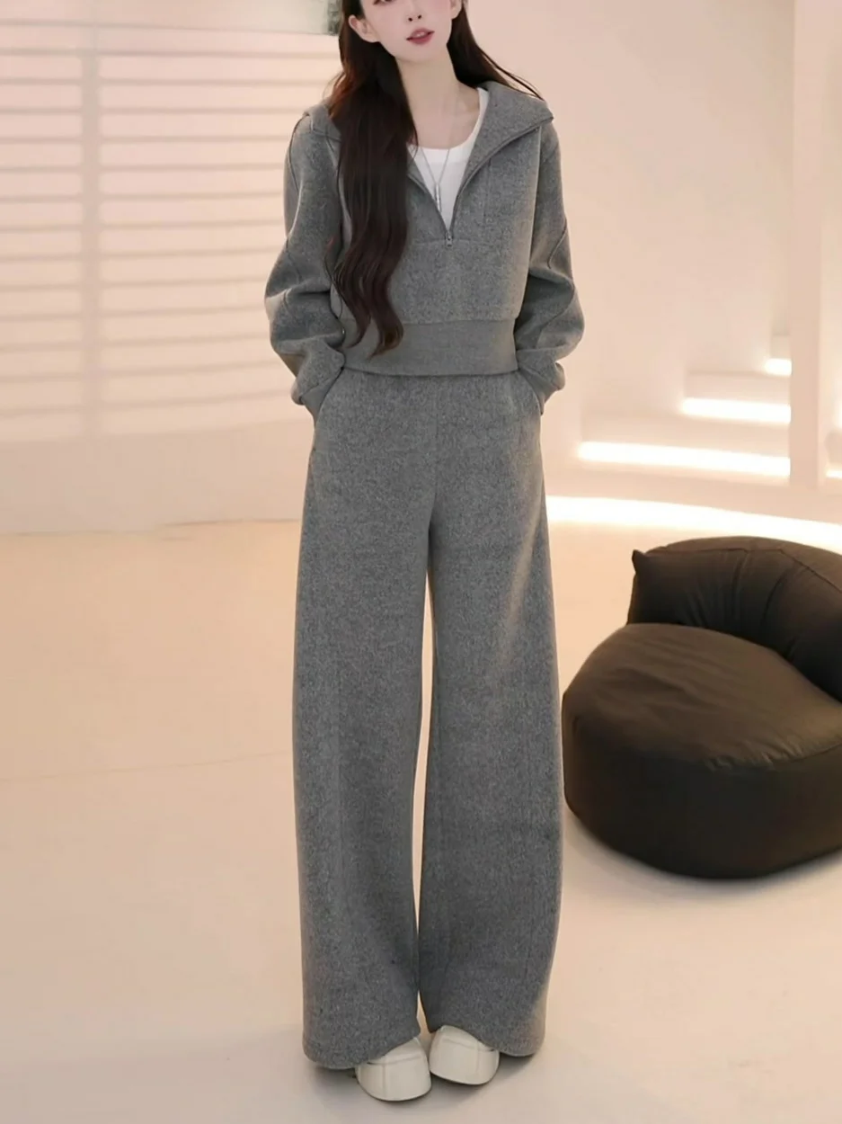 

La Chapelle Faion Casual Sportswear Set Women's Spring Autumn Winter ey Hoodie Sweatirt Two-Piece Set Ele Feeling