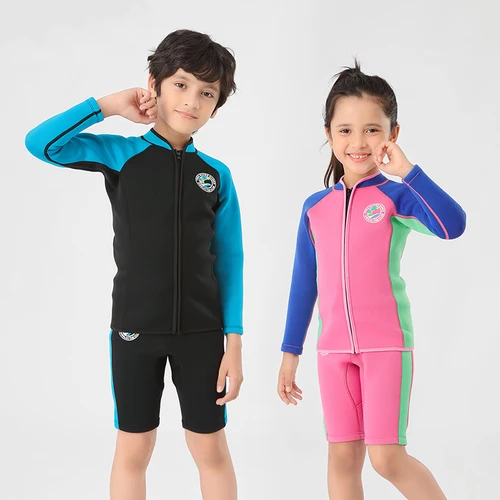 Imagen 2 del producto Traje de buceo profesional para niños, traje de neopreno de 2mm, muy elástico, bañador de dos piezas para surf y natación