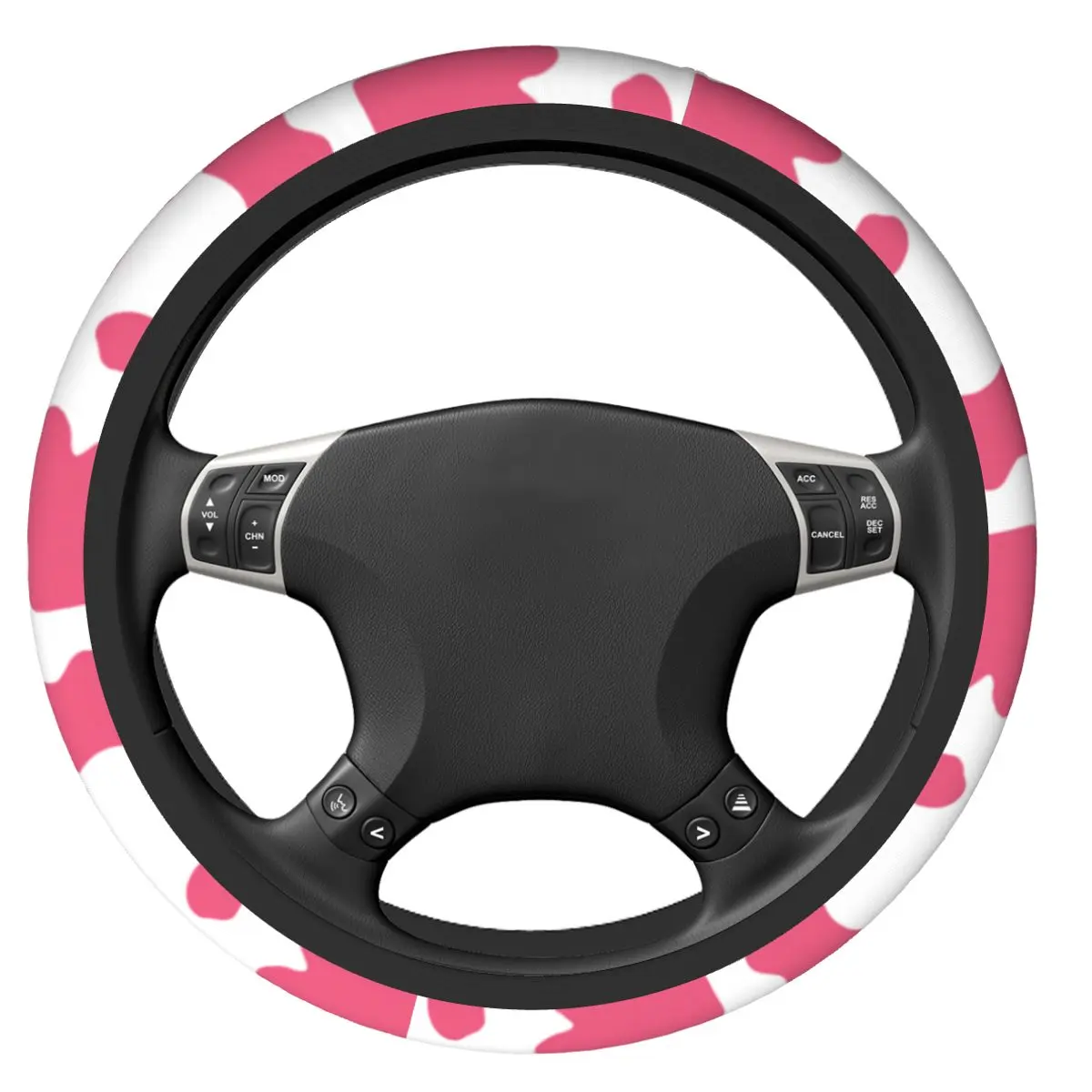 Cow Print Pattern Pink Car Steering Wheel Cover 38cm Steering Wheel Protective Cover Colorful Steering-Wheel Accessories