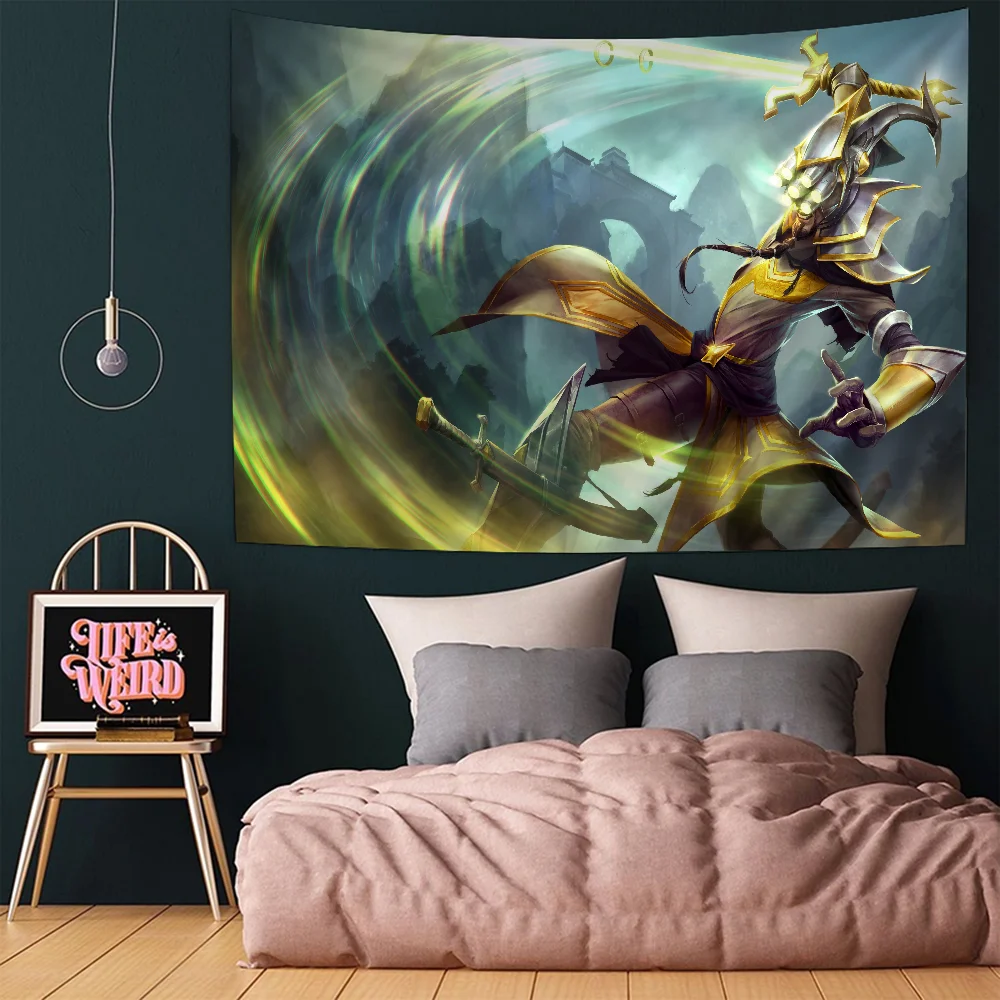 Master Yi LOL League of Legends Hanging Bohemian Tapestry Hanging Tarot Hippie Wall Rugs Dorm Wall Hanging Home Decor