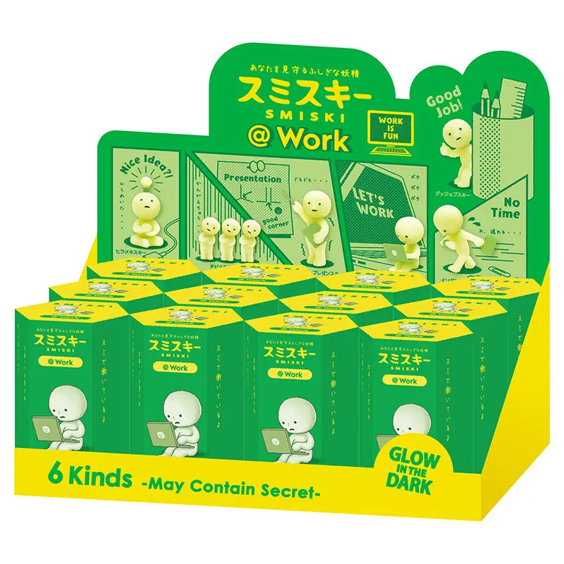 

12pcs Smiski @Work Series Blind Box Glow In The Dark Mini Figure Cute Office Desk Decor Mystery Box Collectible Toy For Adults