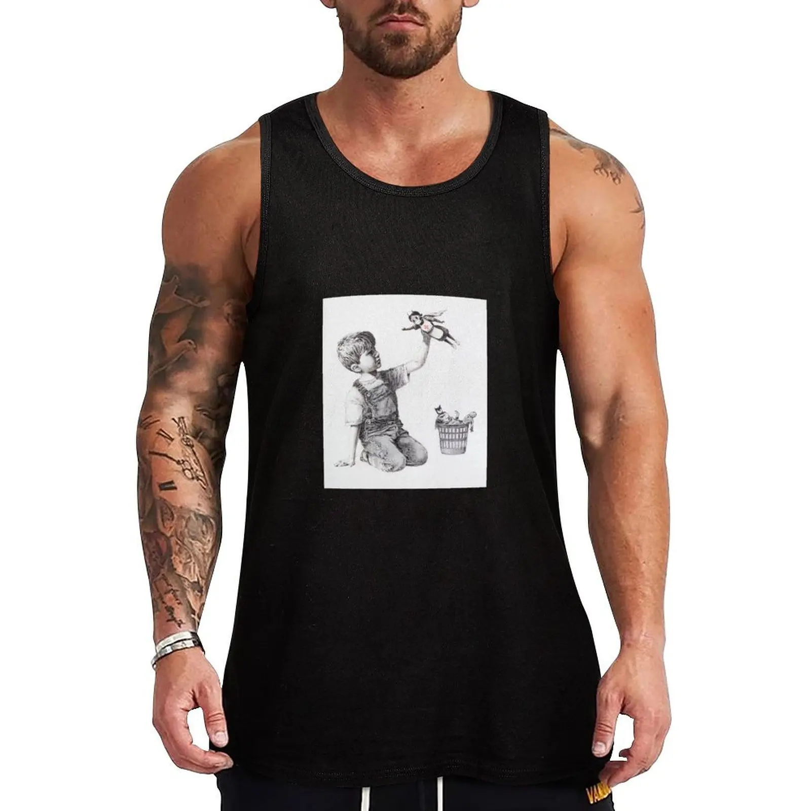 Game Changer (Banksy) Tank Top Modern Print Tank Top Contemporary Graphic Shirt