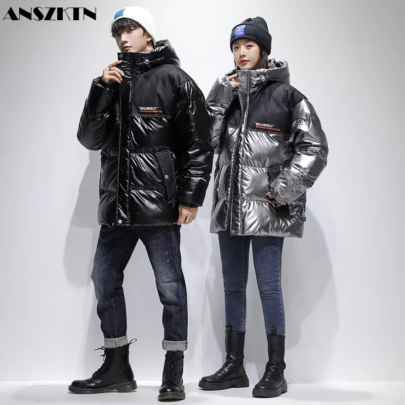 ANSZKTN New autumn and winter men\'s padded jacket couple leisure thickened hooded bread padded jacket