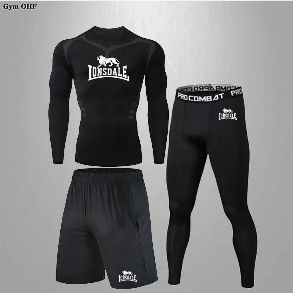 Tracksuit Men Sweat Suit High Quality Rashguard Jiu Jitsu Men's Sets Quick Dry Compression T Shirt Brand Gym  Running Sportsuit