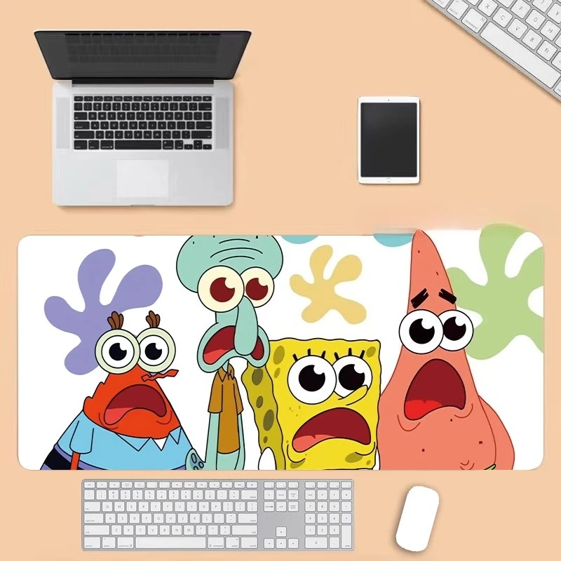 SpongeBob Schwammkopf-Mauspad, supersüß, Premium-süßes Cartoon-Mädchen, Büro, hochwertige Tastaturmatte, Anime Patrick Star Tischset