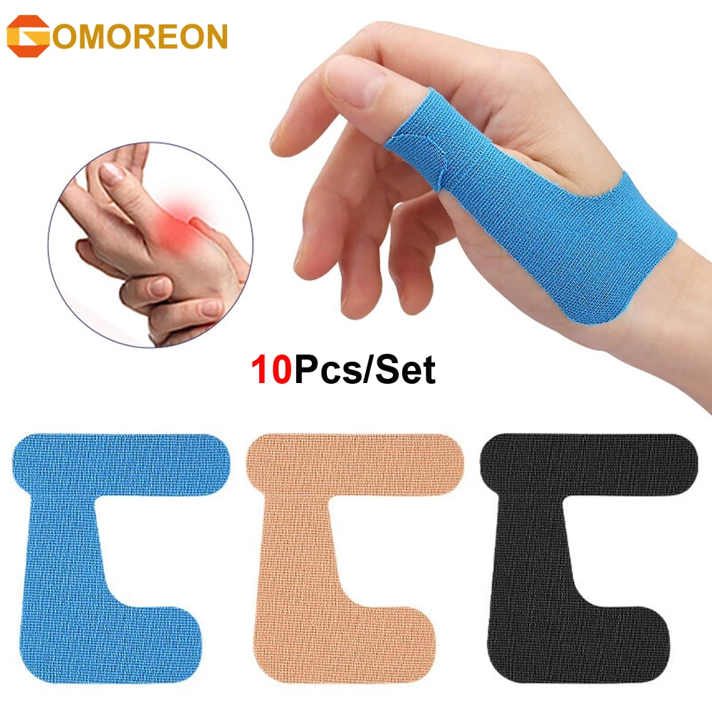 10PCS Precut Thumb Support Tape, Self Adhesive Toe Kinesiology Patches Finger Bandages Supplies for Sport Housework