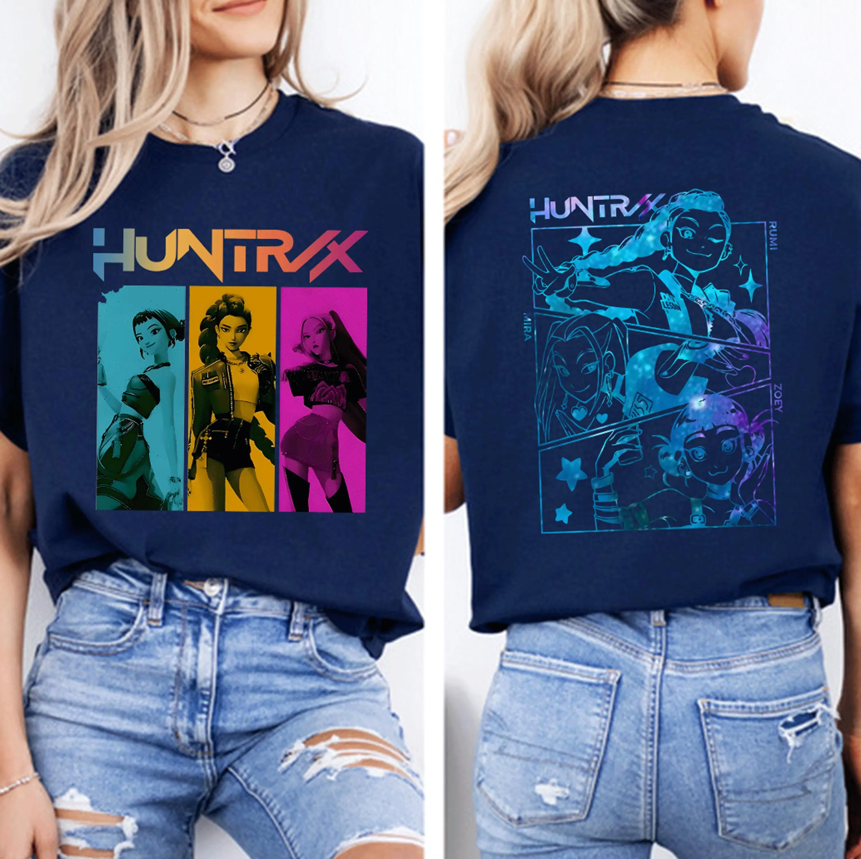 

Huntrix T Shirt Demon Hunters Shirt Huntrix Girls T Shirt Mira Rumi Joey Shirt Demon Hunter Shirt Gift for Kpop Fan Kpop Movie
