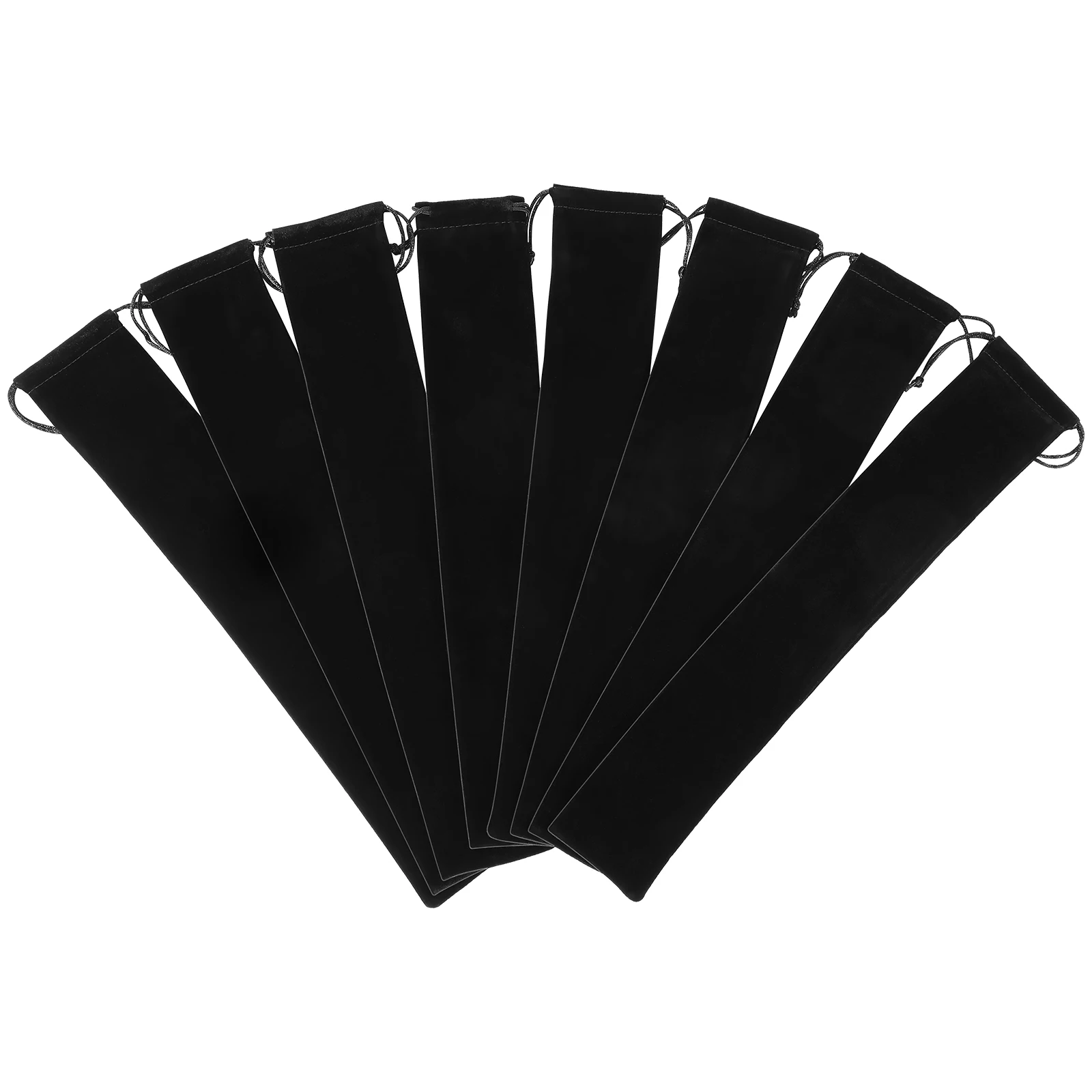 

12pcs Fan Bags Hand Fan Protector Foldable Drawstring Pouches for Travel Wedding Party Gift Packaging Black Color
