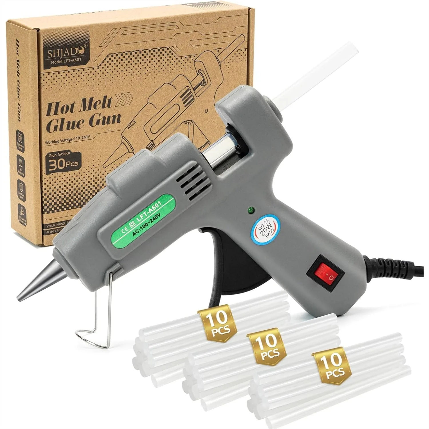 

Mini Hot Glue Gun Kit With 30 Glue Sticks Fast Preheating Hot Melt Gun High Temp For School Crafts DIY Arts And Quick Home Repairs Grey