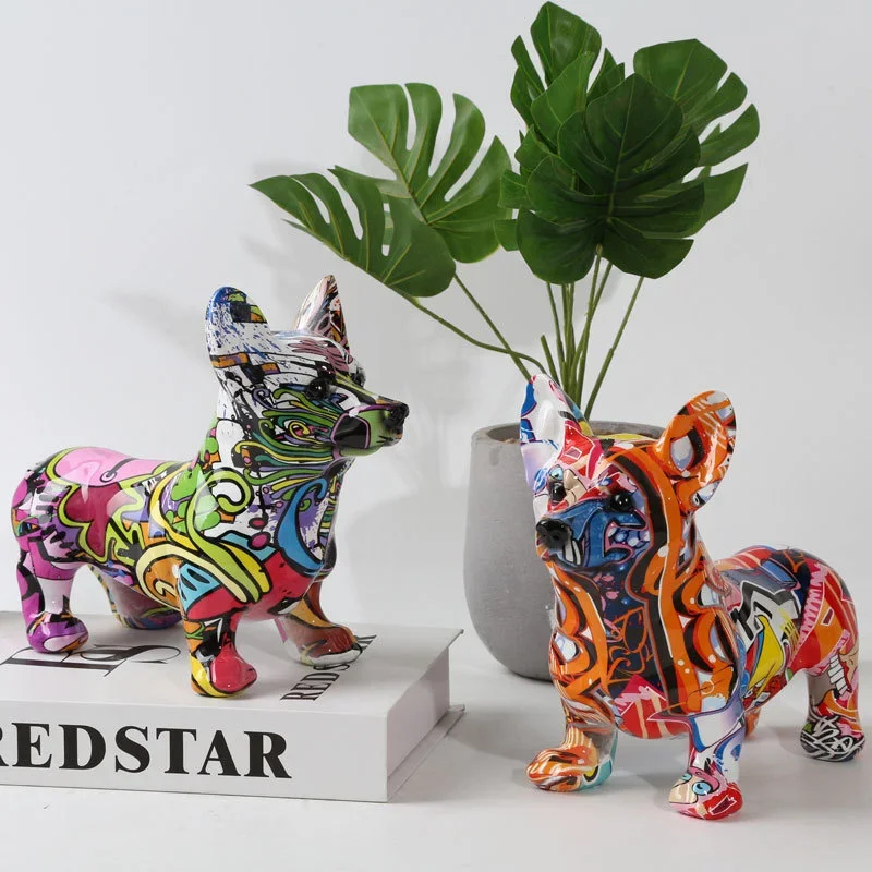 

Creative dog resin crafts Keji ornaments Living room Desktop porch decorations Resin home ornaments