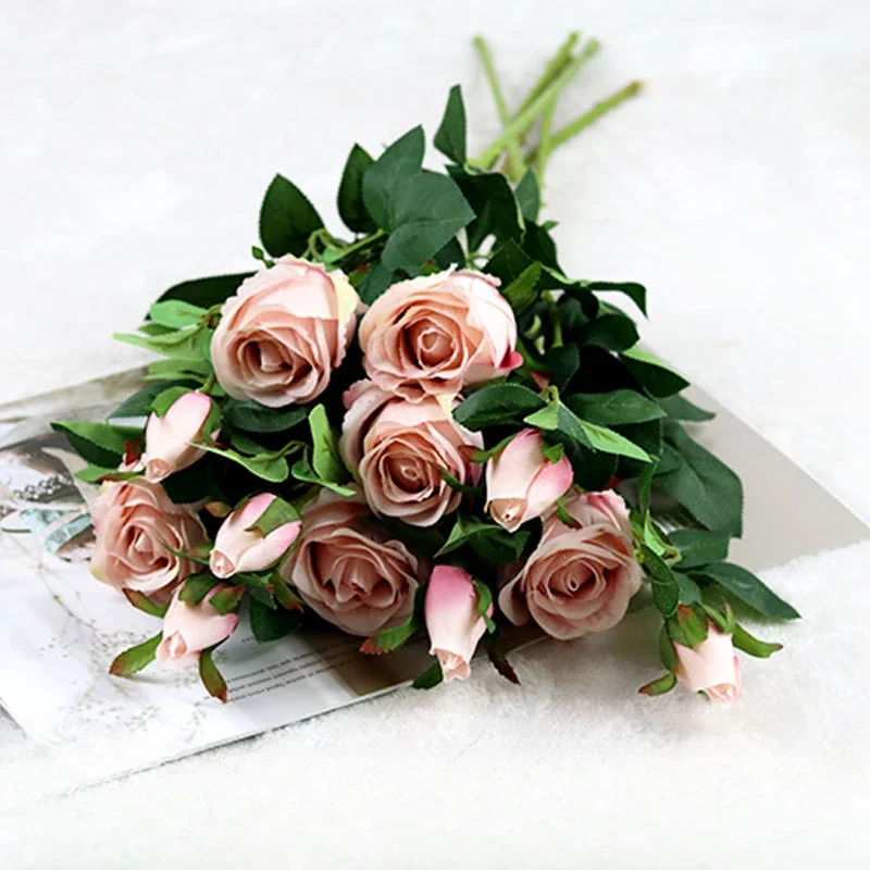 68CM Artificial Bulgarian Rose Home Vase Flower Arrangement Accessories Silk Flower Wedding Decoration