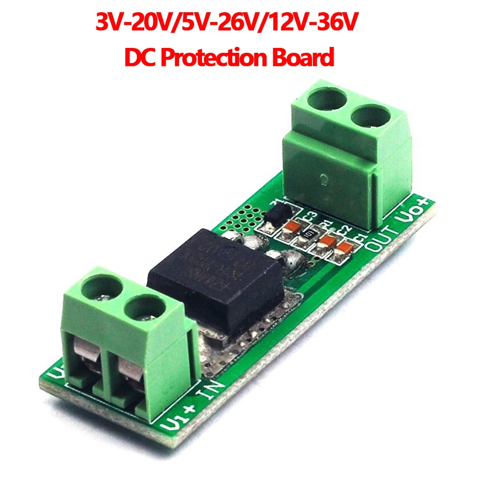 3V-20V/5V-26V/12V-36V 5A DC Power Supply Reverse Connection Protection Board Power Module Protection High Current Safe Reliable